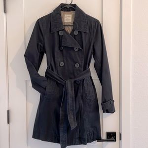 Old Navy Black cotton trench coat with liner double breasted and pockets